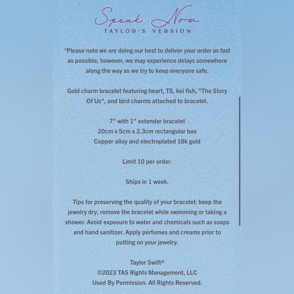 Speak Now (Taylor’s Version) Charm Bracelet - Picture 4 of 5